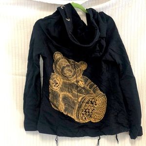 Lauren Moshi Navy hoodie with Gold Bear